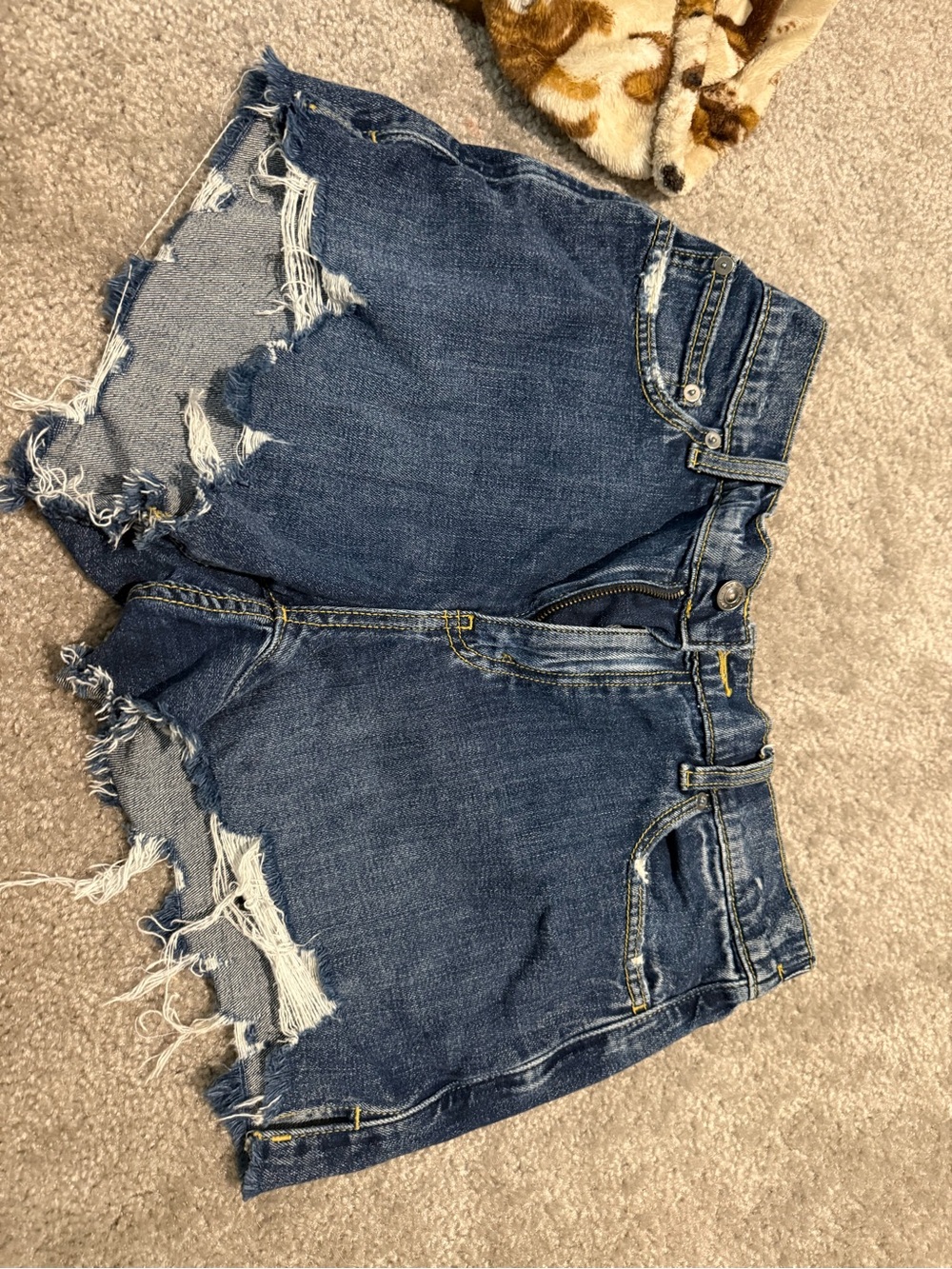 aerie Dark Blue Ripped High-Rise Jean Shorts